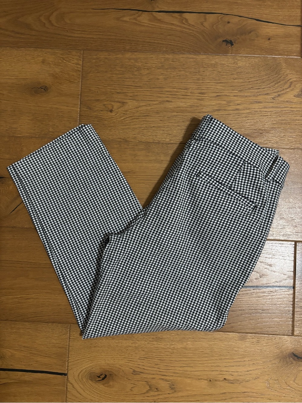 LOFT Black and White Cropped Gingham Ankle Pants